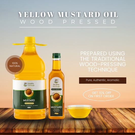 Wood-Pressed Yellow Mustard Oil (Single Pressed) 1 Litre