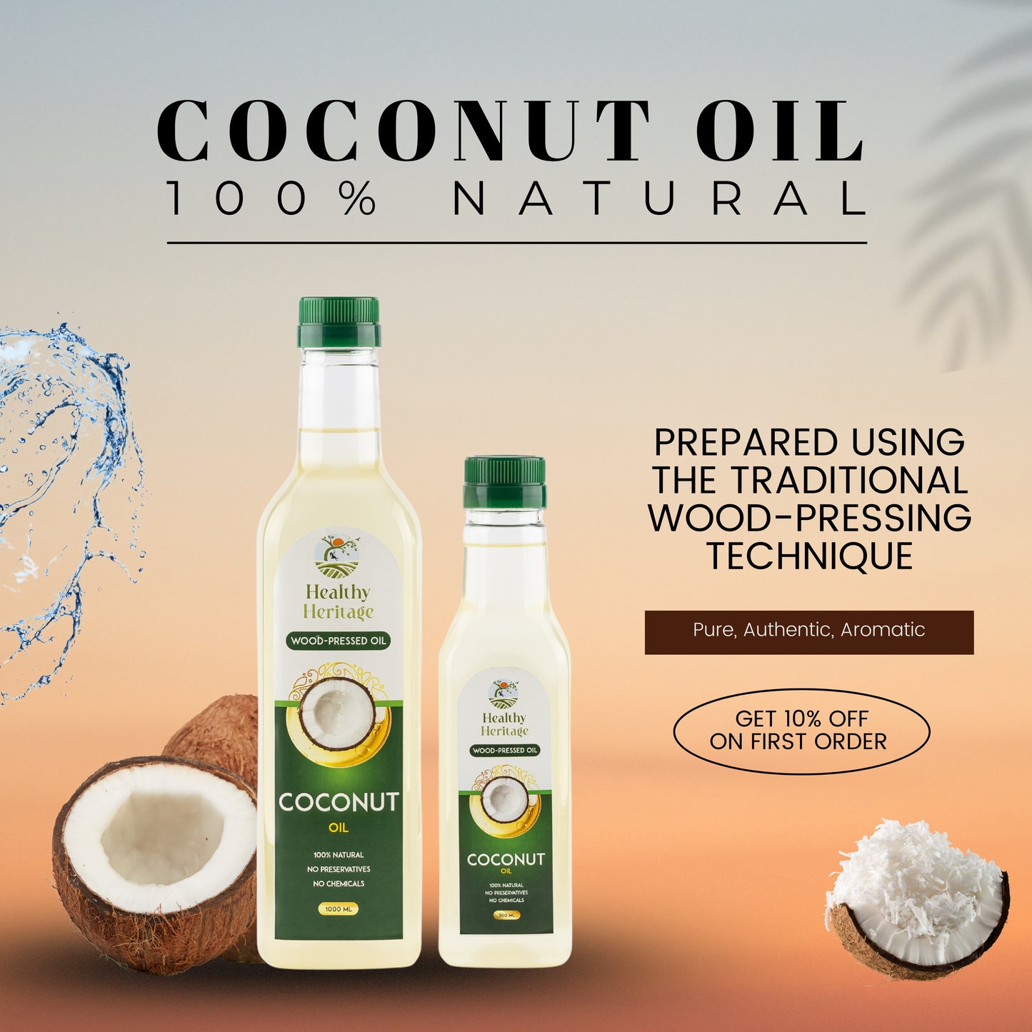 Wood-Pressed Coconut Oil (Single Pressed) 500 ml